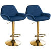 BARHOCKER 2er Set Samt blau - Blau/Goldfarben, Textil/Metall (51/89/52cm) - CLP