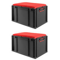 EUROBOX 2x NextGen Seat Rot, HxBxT 36,5x40x60cm, 65 Liter, Griffe geschlossen, Schwarz - Schwarz, Kunststoff (40/36.5/60cm) - PROREGAL