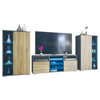 WOHNWAND Davos Eiche Natur - Eichefarben, Holzwerkstoff (329/134/35cm) - Vladon