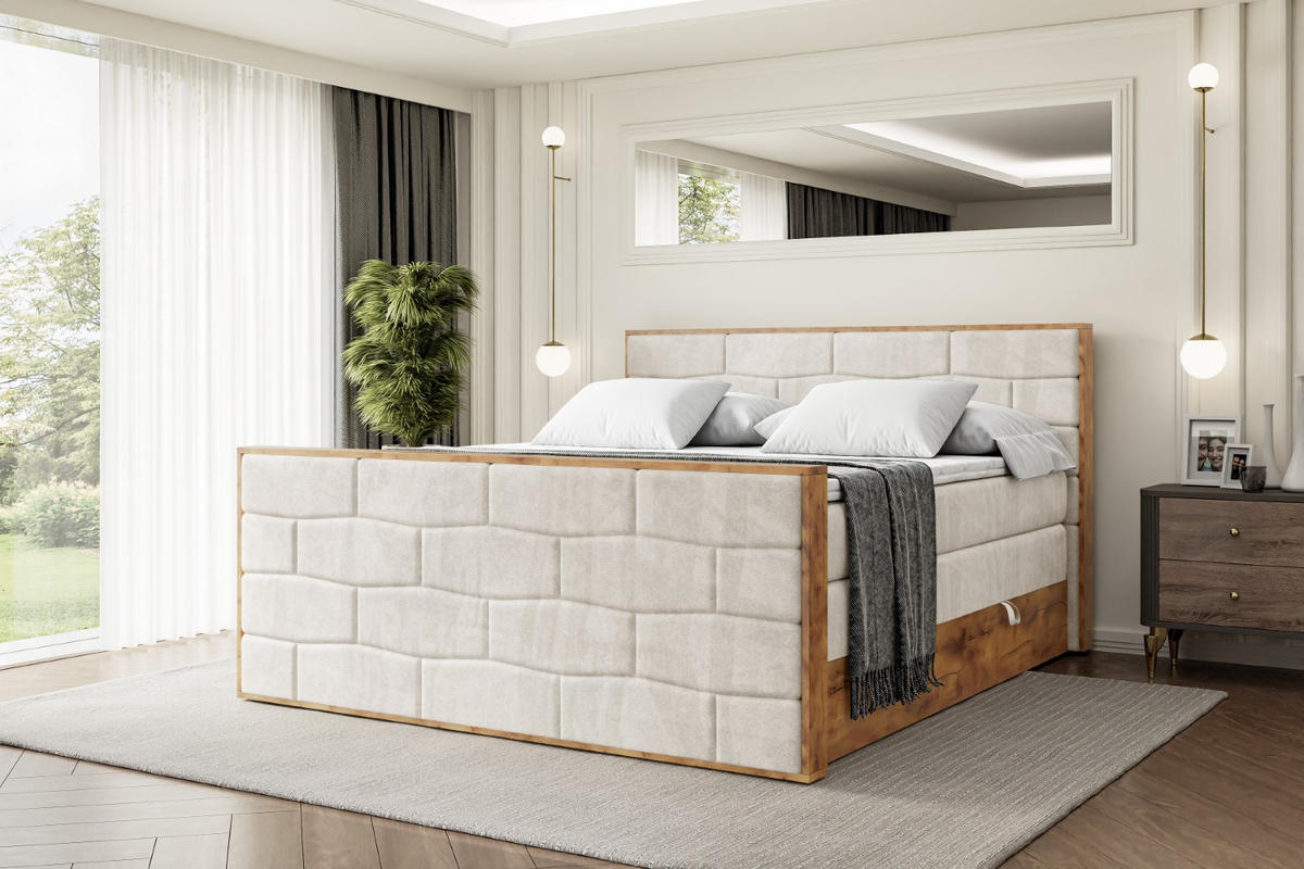 BOXSPRINGBETT mit Matratze H3|H4 und Lattenrost - LOLLI8-Z KING-160x200 - Beige Casablanca - Beige, Holzwerkstoff (160/200cm) - ALTDECOR