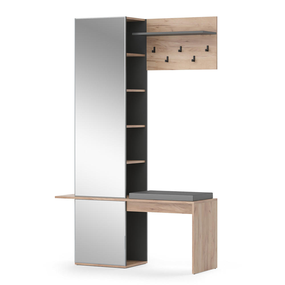 GARDEROBE Adeline Goldkraft Eiche 120 x 190 cm - Anthrazit/Eiche Wotan, Holzwerkstoff (120/190/40cm) - Vicco