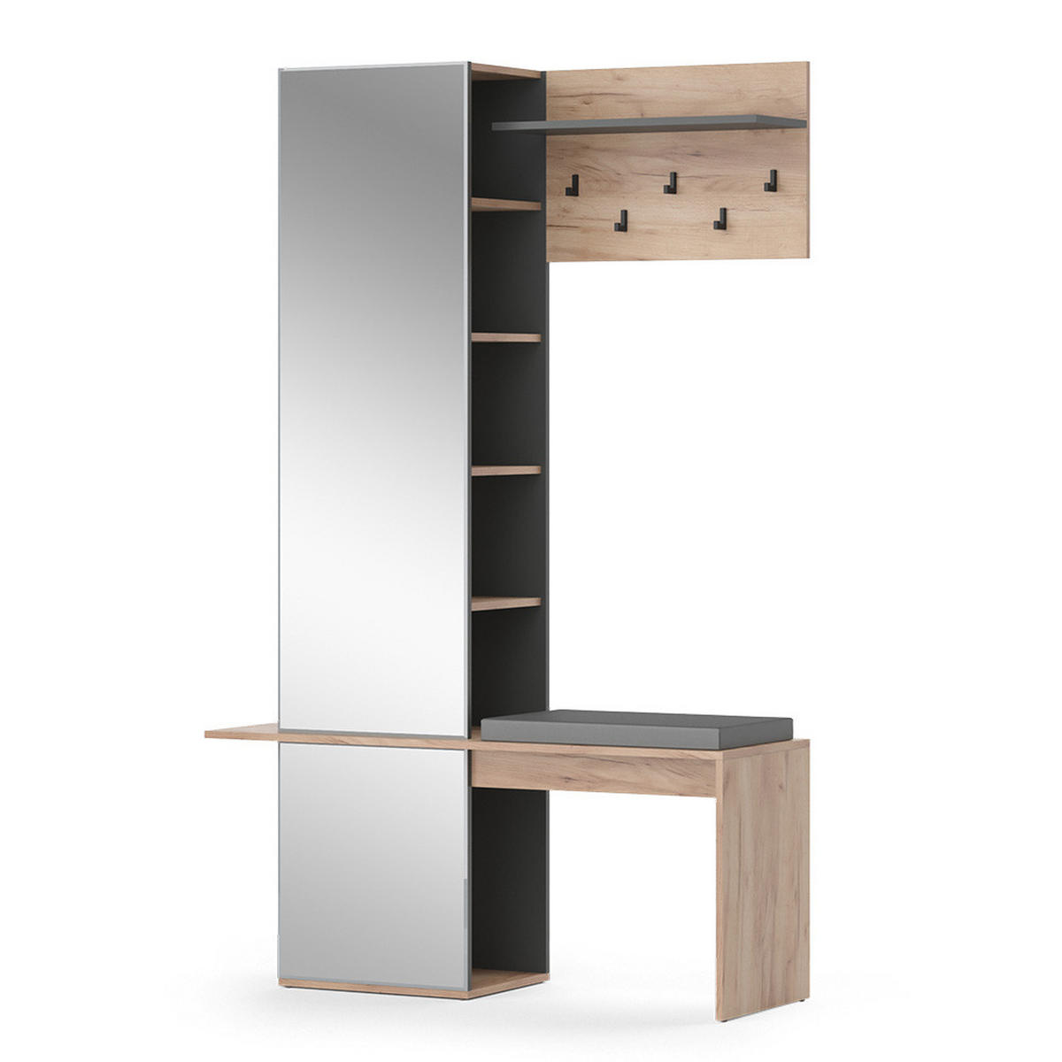 GARDEROBE Adeline Goldkraft Eiche 120 x 190 cm - Anthrazit/Eiche Wotan, Holzwerkstoff (120/190/40cm) - Vicco