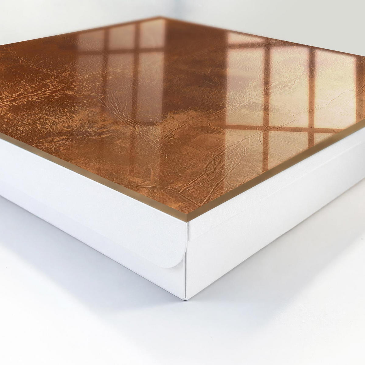SCHLÜSSELBOX Weiß 30x30 cm – Türöffnung nach rechts - Hautstruktur - Braun, Metall (30/30/5cm) - TULUP