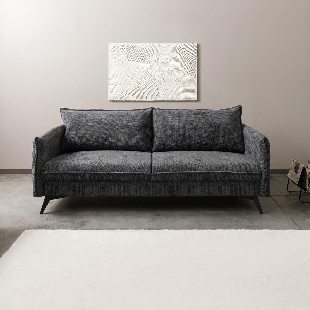 SOFA 3-Sitzer Chenille 199x100x86 anthrazit OLIVIA - Anthrazit, Kunststoff (199/86/100cm) - Massivmoebel24