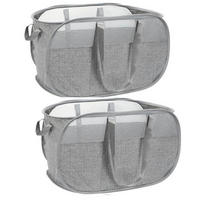 WÄSCHEKORB 2er-Pack faltbar Grau 65 Liter - Grau, Textil (35/33/58cm)