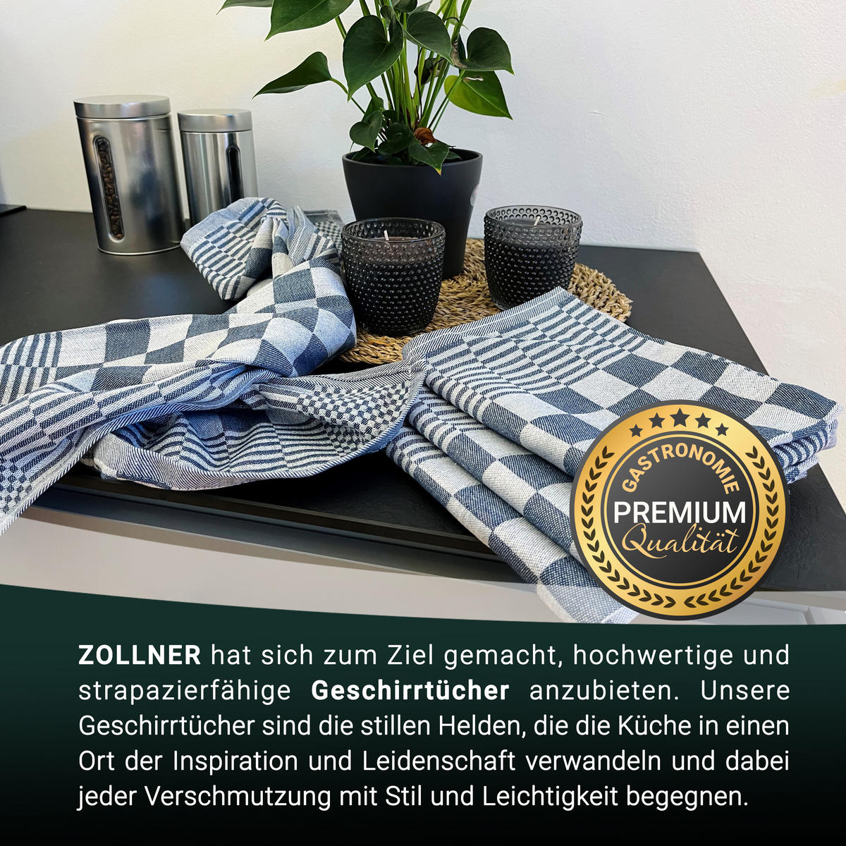 GESCHIRRTÜCHER, 6er-Set, 65x65 cm, 100% Baumwolle, Blau - Blau, Textil (65/65cm) - Zollner