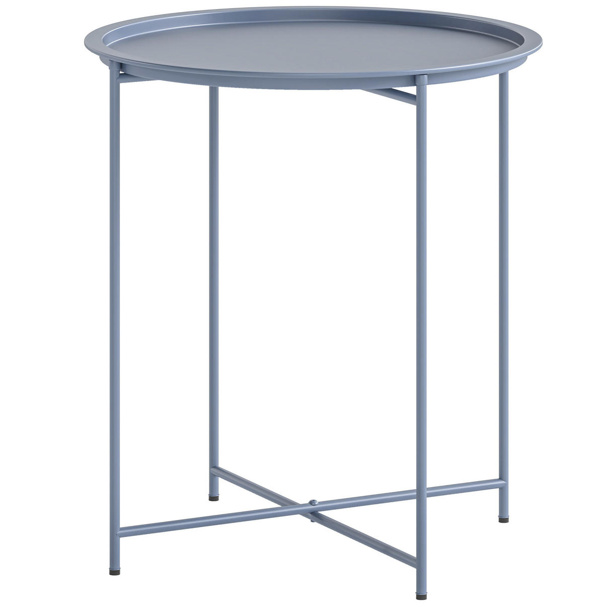 GARTENBEISTELLTISCH DE-14208 klappbar, abnehmbare Platte, Ø46x53 cm Blaugrau - Blau, Metall (46/46/50cm) - ComfortXL