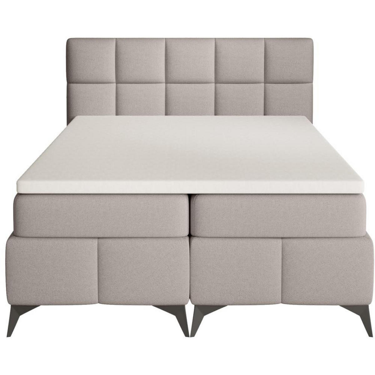 BOXBETT Solido mit Bettkasten 140x200 cm hellbraun - Hellbraun/Schwarz, Textil/Metall (140/200cm) - Beautysofa