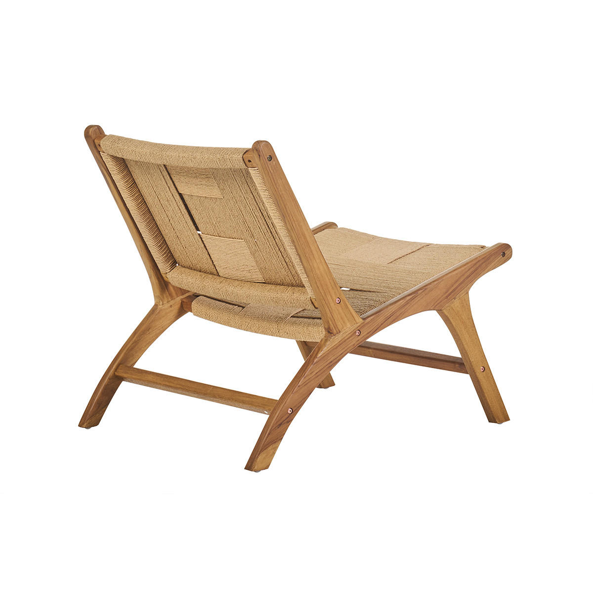 LOUNGESESSEL Massivholz Teak Geflochtenes Seil YARI - Braun, Holz (78/70/64.5cm) - Miliboo