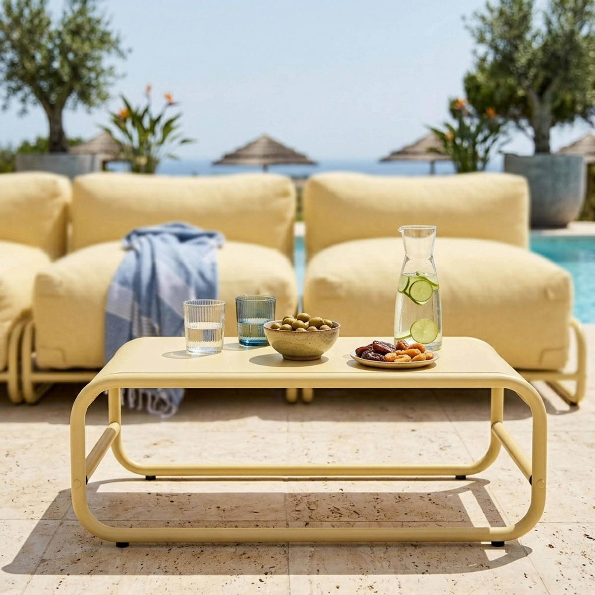 BEISTELLTISCH, hellgelb - Gelb, Metall (85/40/30cm) - Oviala