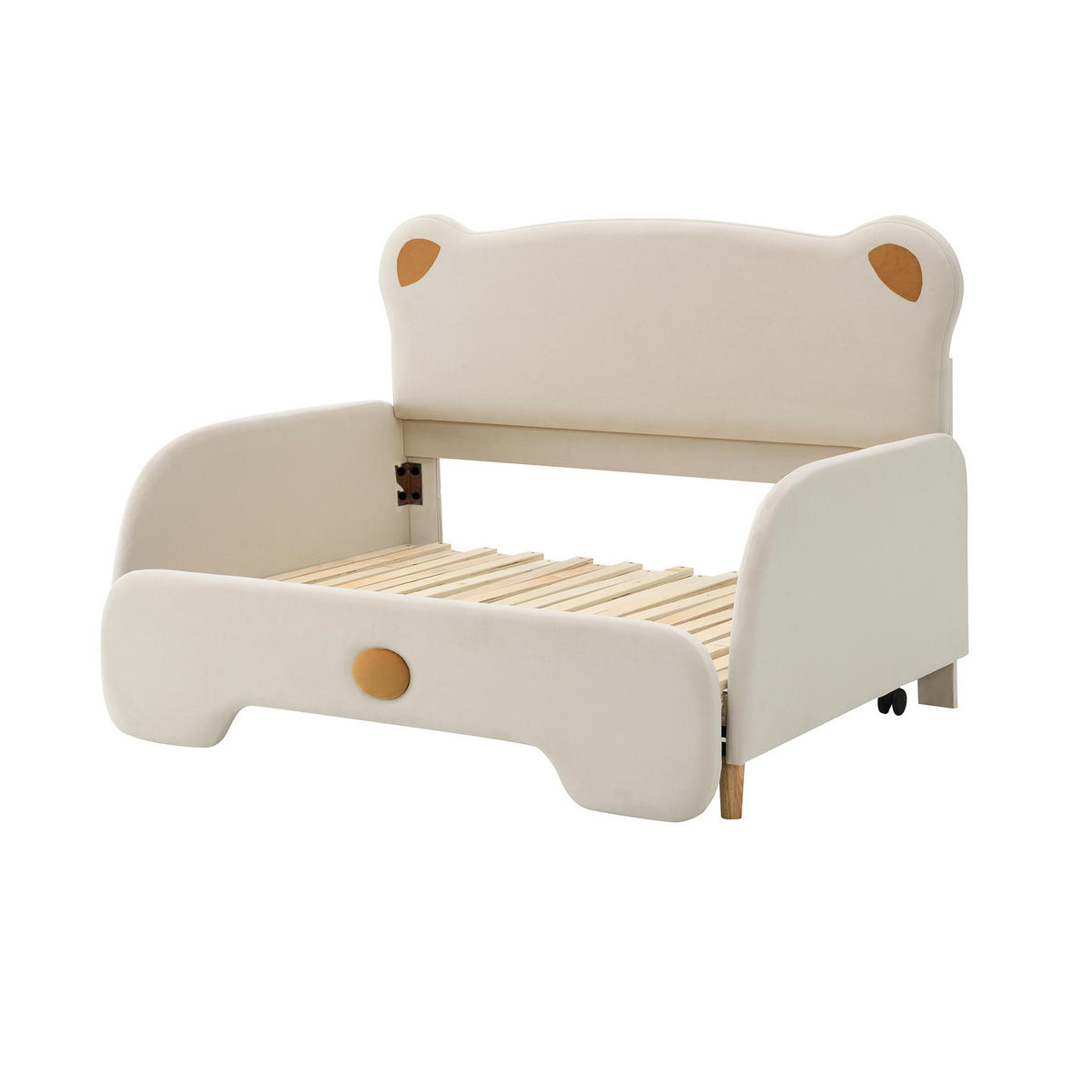 POLSTERBETT 140/200 cm Beige aus Samt mit Ausziehbett - Beige, Textil (140/200cm) - OKMYHOME