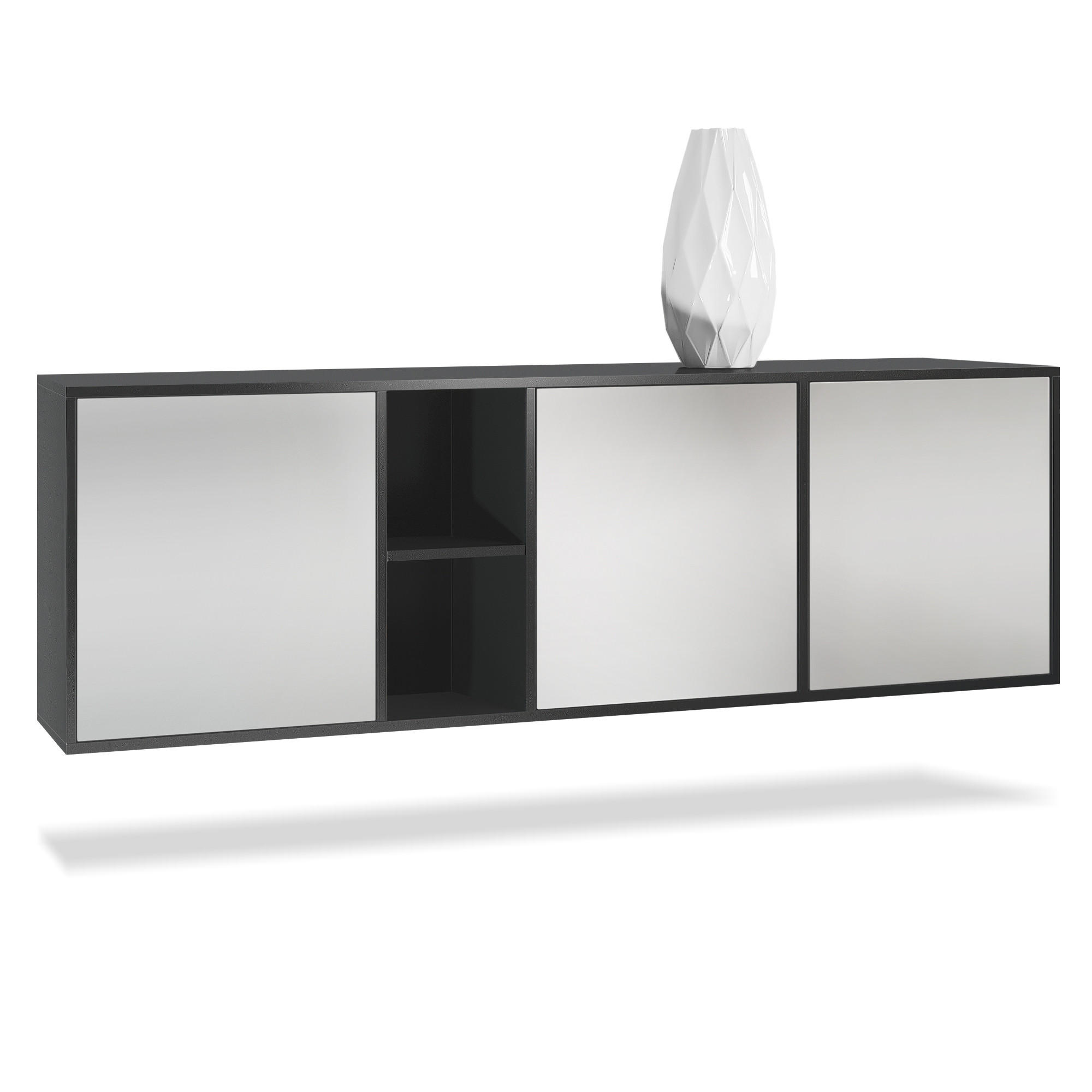 SIDEBOARD Cuba Türen in Hellgrau seidenmatt - Greige, Holzwerkstoff (182/53/35cm) - Vladon