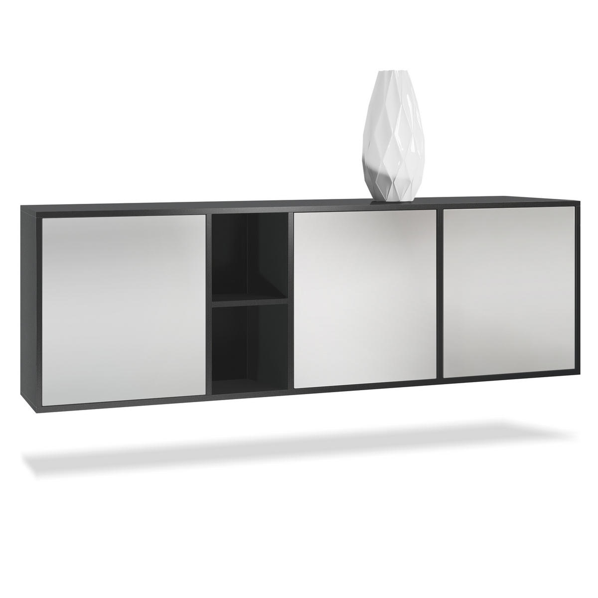SIDEBOARD Cuba Türen in Hellgrau seidenmatt - Greige, Holzwerkstoff (182/53/35cm) - Vladon
