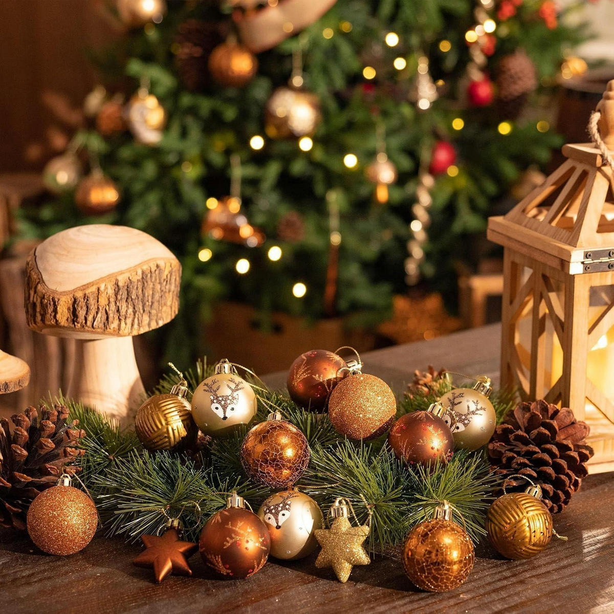 WEIHNACHTSKUGELN 35-teiliges Set 5 cm Kunststoff Kupfergold Bronze - Multicolor, Kunststoff (5/5/5cm)