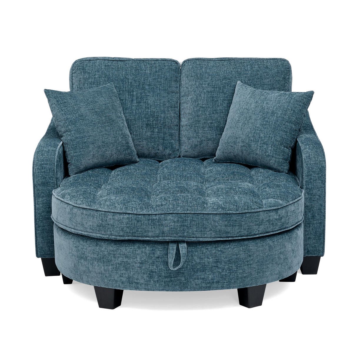 SCHLAFSOFA DE-34590 2-in-1 mit Stauraumhocker Blau - Blau, Holzwerkstoff (129/93/132cm) - ComfortXL