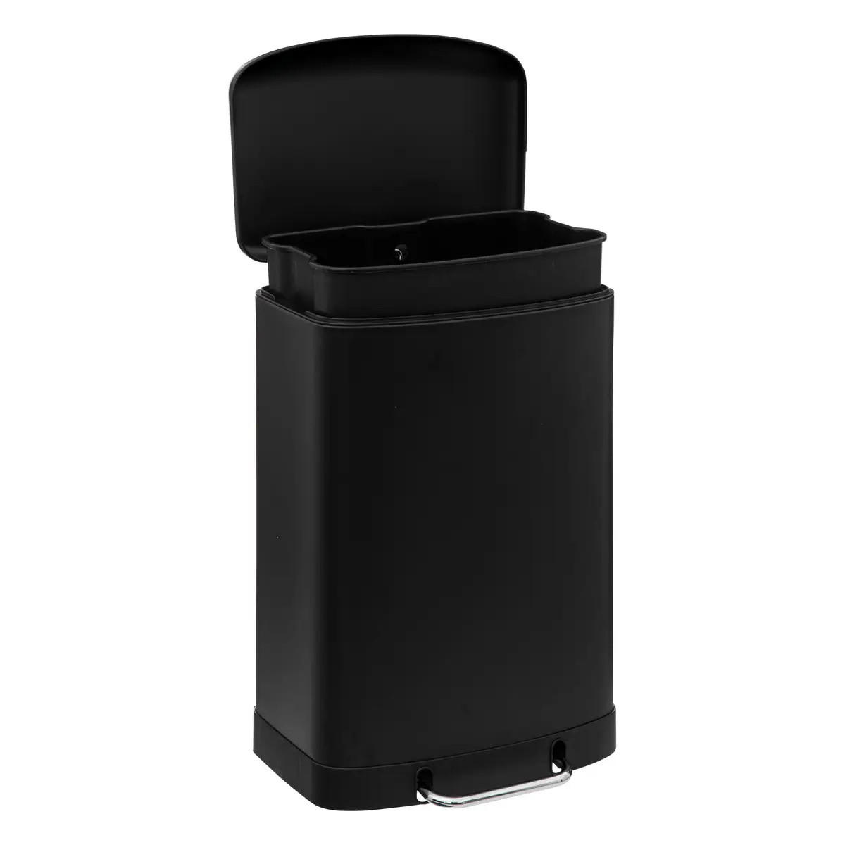 MÜLLEIMER Edelstahl 50 l 44/37,5/66 cm - Schwarz, Metall (37.5/66/44cm) - 5five Simply Smart