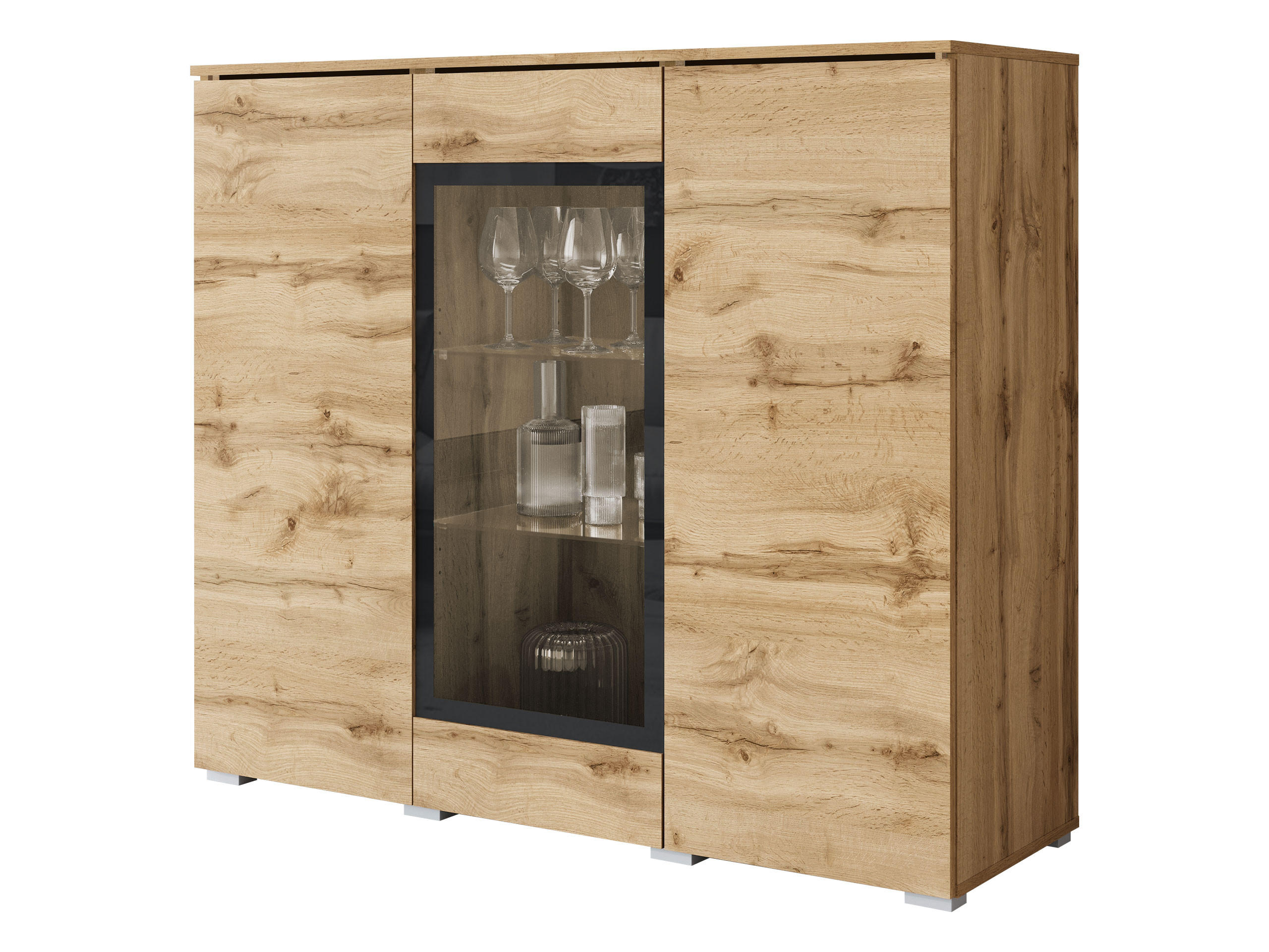 KOMMODE Vera 120 - Silberfarben/Eiche Wotan, Holzwerkstoff/Kunststoff (120/104/40cm) - MIRJAN24
