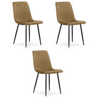 ESSZIMMERSTUHL 3-er Set TURIN brauner Sitz, schwarze Beine - Schwarz/Braun, Textil (44.5/88.5/53cm) - Valora