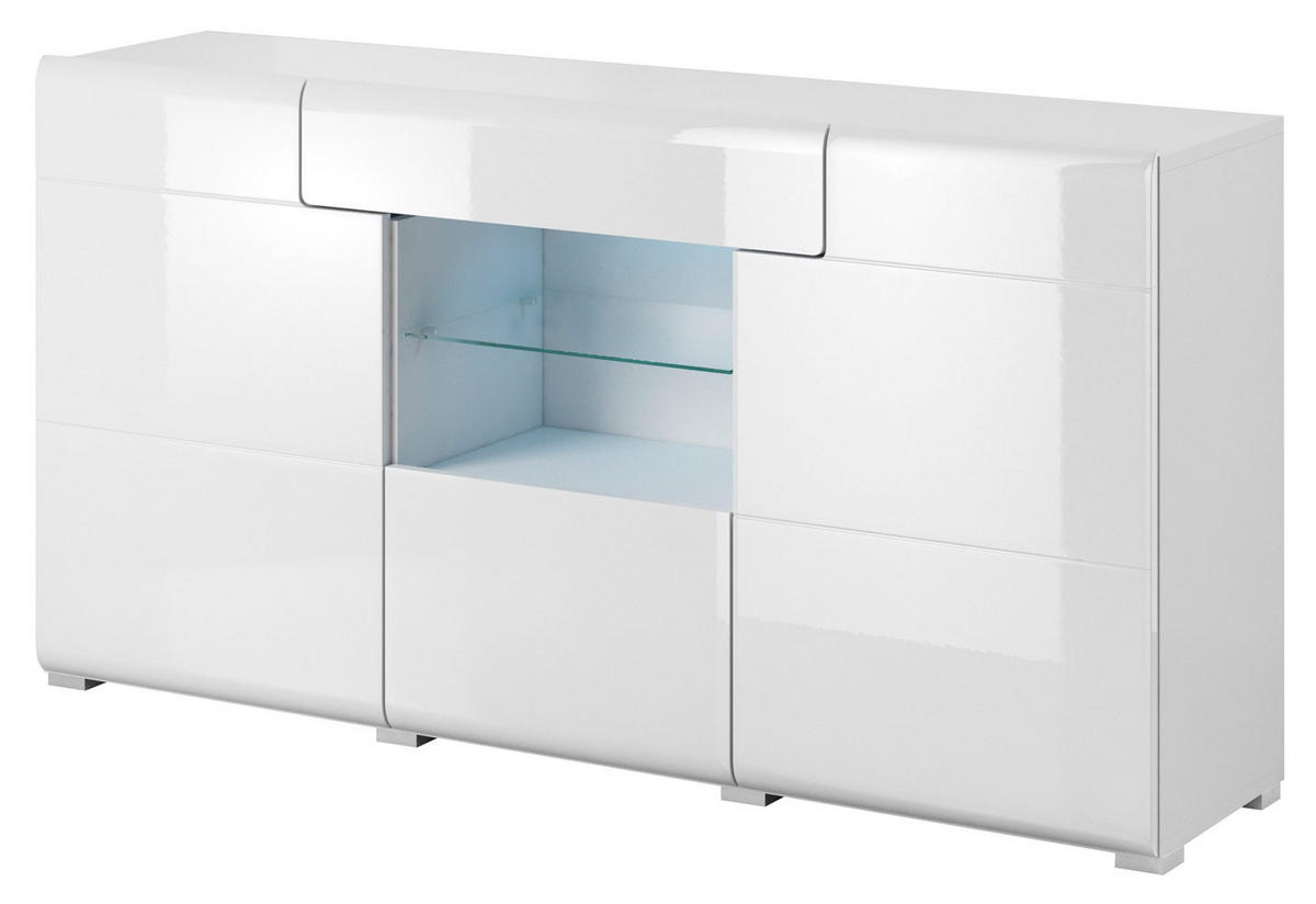 SIDEBOARD Toledo Weiß 159 / 37 / 83cm - Weiß Hochglanz/Weiß, Holz/Holzwerkstoff (159/83/37cm) - Feldmann-Wohnen