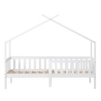 HAUSBETT aus massivem Kiefernholz 90x200 cm Weiß mit Rausfallschutz, Lattenrost und Hausbett-Design - Weiß, Holzwerkstoff (90/200cm) - Modfu