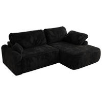 ECKSCHLAFSOFA CUBO L Schwarz Plüsch - rechts - Schwarz, Kunststoff/Textil (187/273cm) - MKS