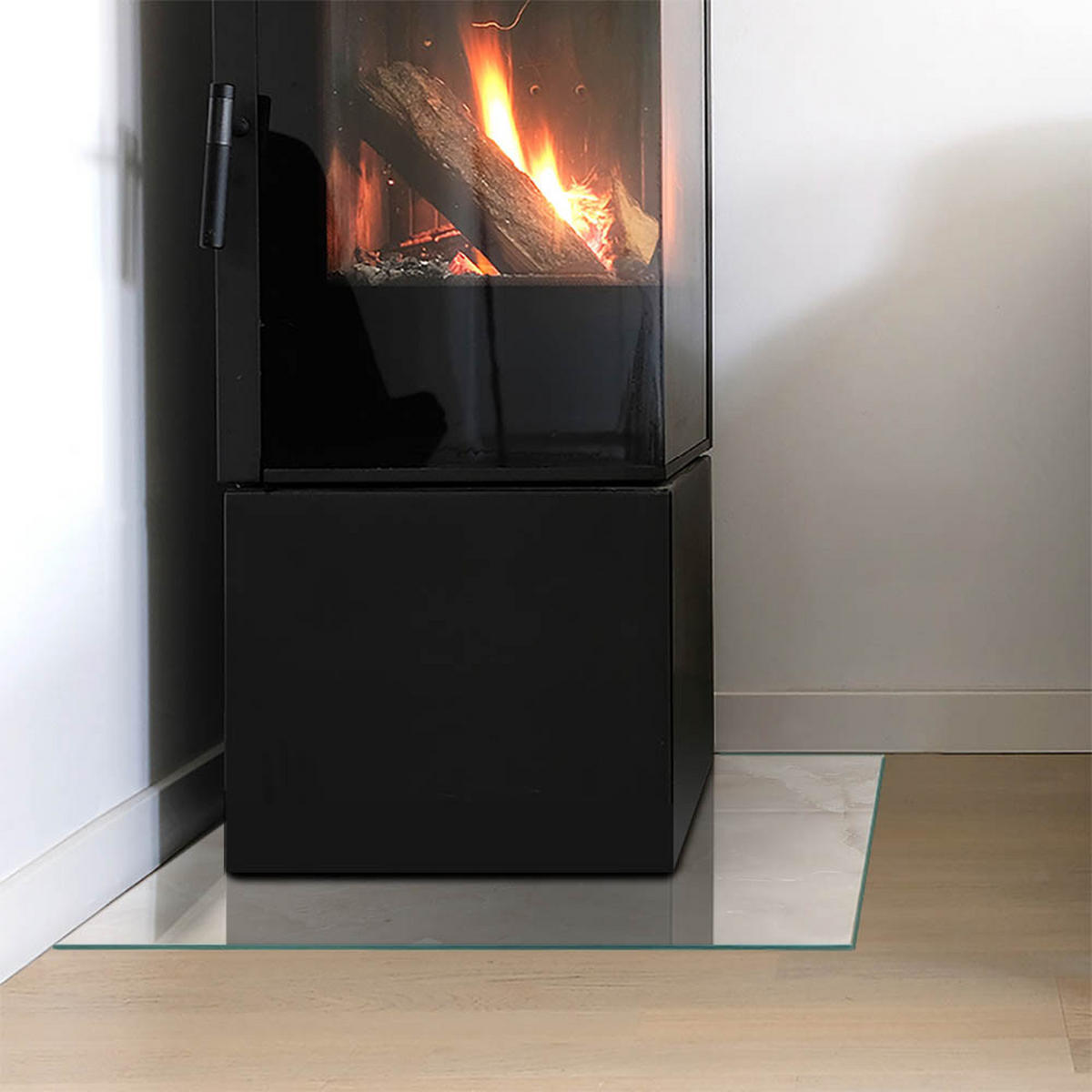 GLASPLATTE für Kamin 50x50 cm - Creme, Glas (50/50/0.4cm) - TULUP