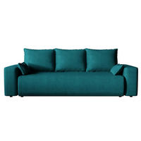 SOFA Bubi mit Bettkasten und Schlaffunktion, Velourstoff - Türkis, Holzwerkstoff (242/85/95cm)