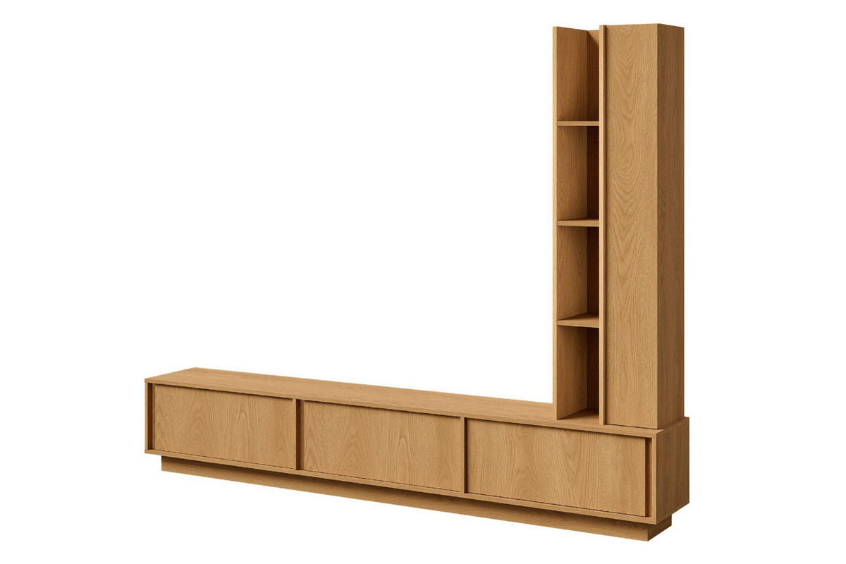 WOHNWAND VELORA 230/185/35 cm in Eiche Carmel - Eichefarben, Holzwerkstoff (230/185/35cm) - Deine Möbel 24