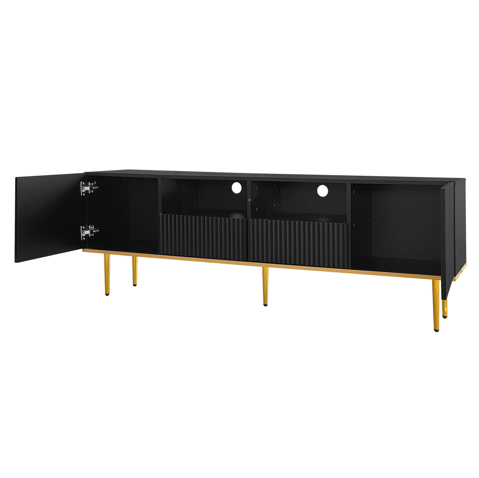 TV-ELEMENT mit 2 Schubladen 165 cm Schwarz/Gold - Schwarz, Holzwerkstoff (36/55/165cm) - Beauniv