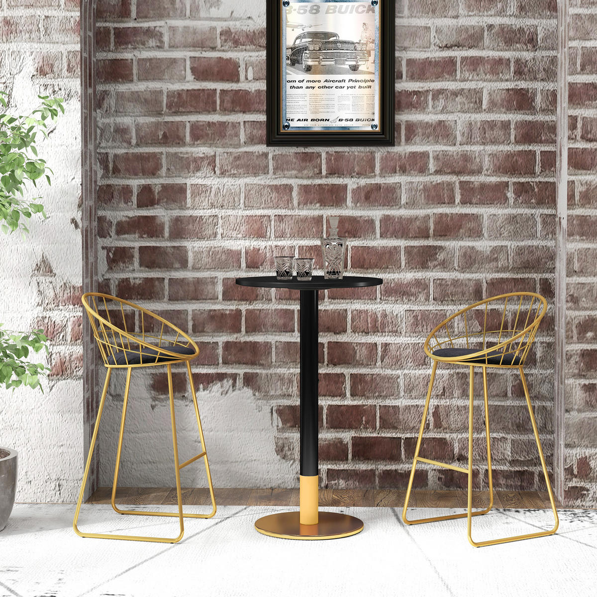 BARTISCH DE-14736 rund mit Stahlgestell Schwarz - Schwarz, Holzwerkstoff (60/60/102cm) - ComfortXL
