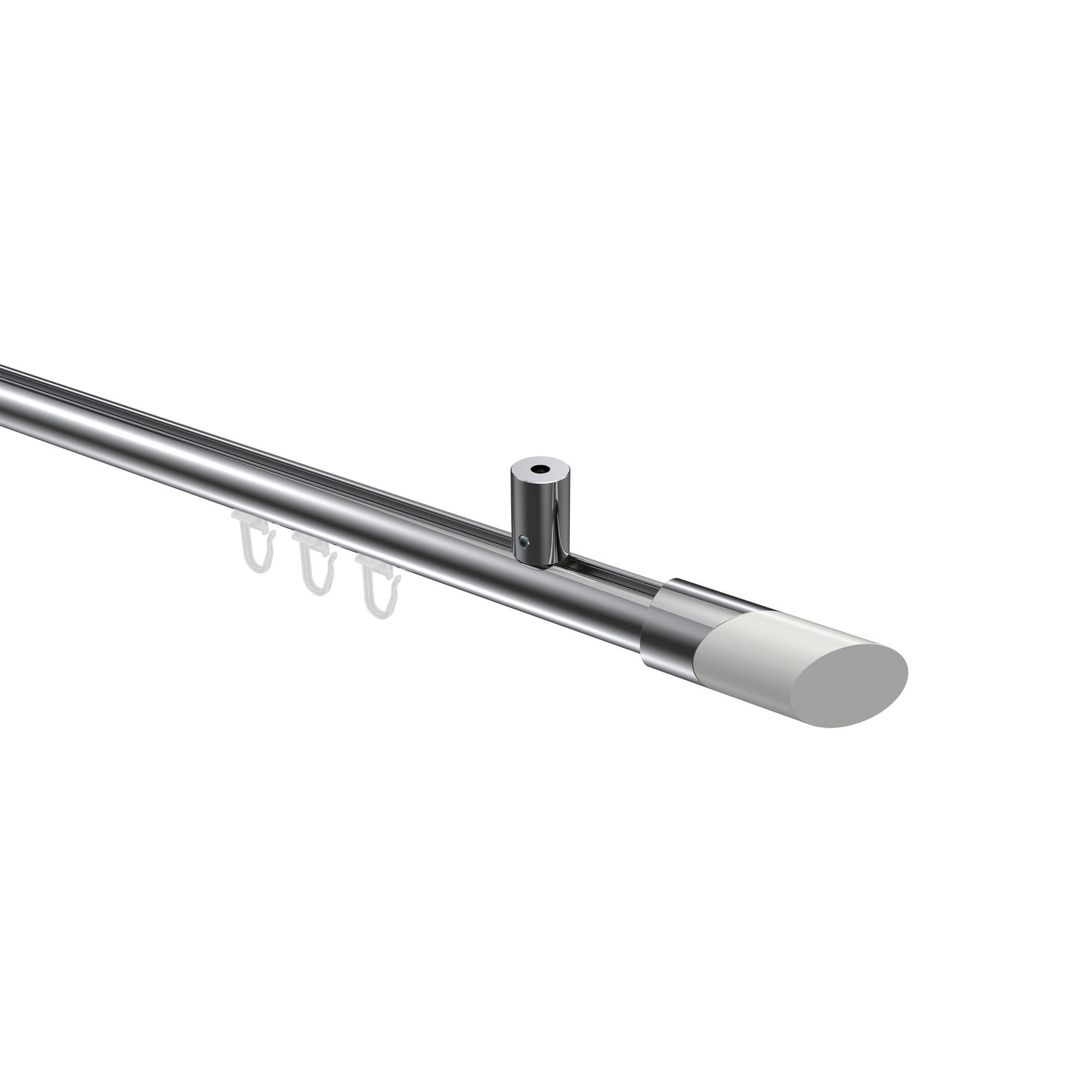 Interdeco Gardinenstange Chrom, Weiß 100 cm
