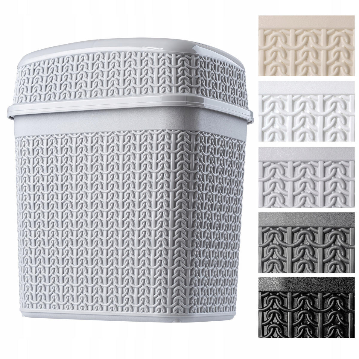 ABFALLBEHÄLTER mit Klappdeckel, 5L, grau - Grau, Kunststoff (19/14cm) - KADAX