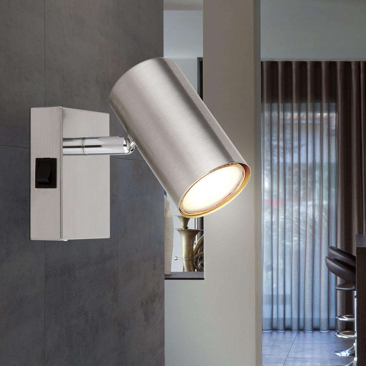 LED WANDLEUCHTE Robby Metall Silber - Silberfarben, Metall (7/10/12cm) - Globo Lighting