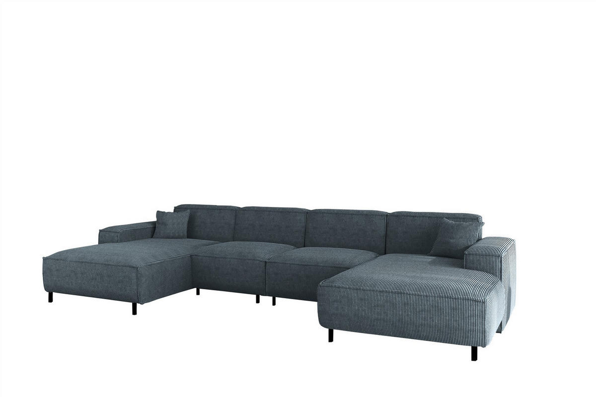 WOHNLANDSCHAFT Gloria In Scala - Blau, Holzwerkstoff/Textil (378/73/165cm) - Fun Möbel