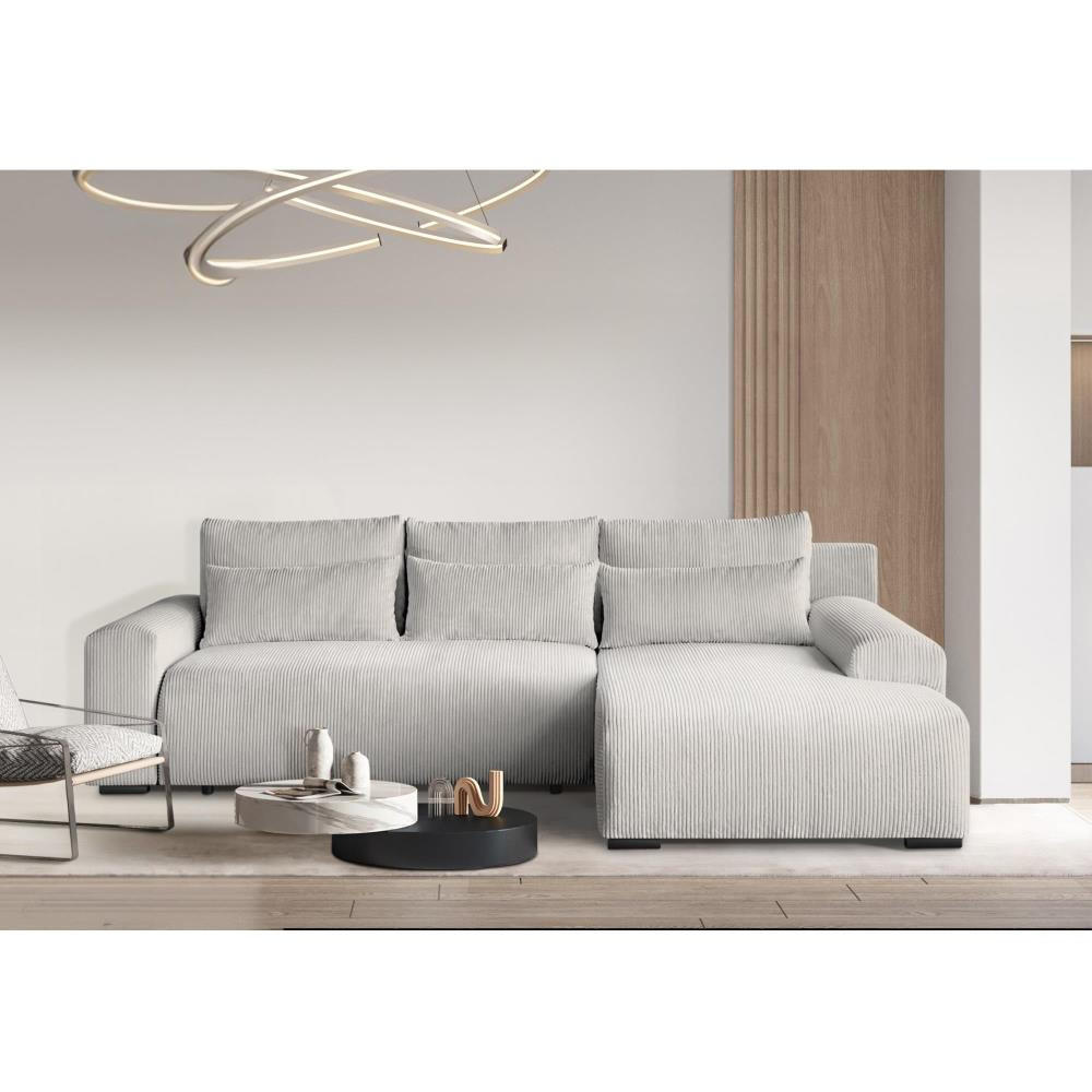 ECKSCHLAFSOFA Benny beige rechts - Beige/Schwarz, Kunststoff/Textil (271/185cm) - Beautysofa