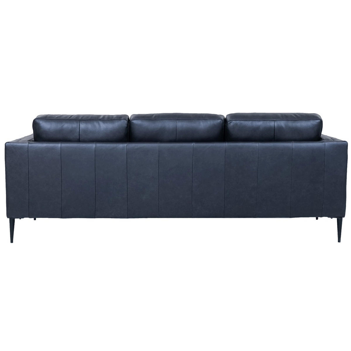 DREISITZER-SOFA Echtleder Schwarz - Schwarz, Leder/Metall (220/83/88cm) - Furnhouse