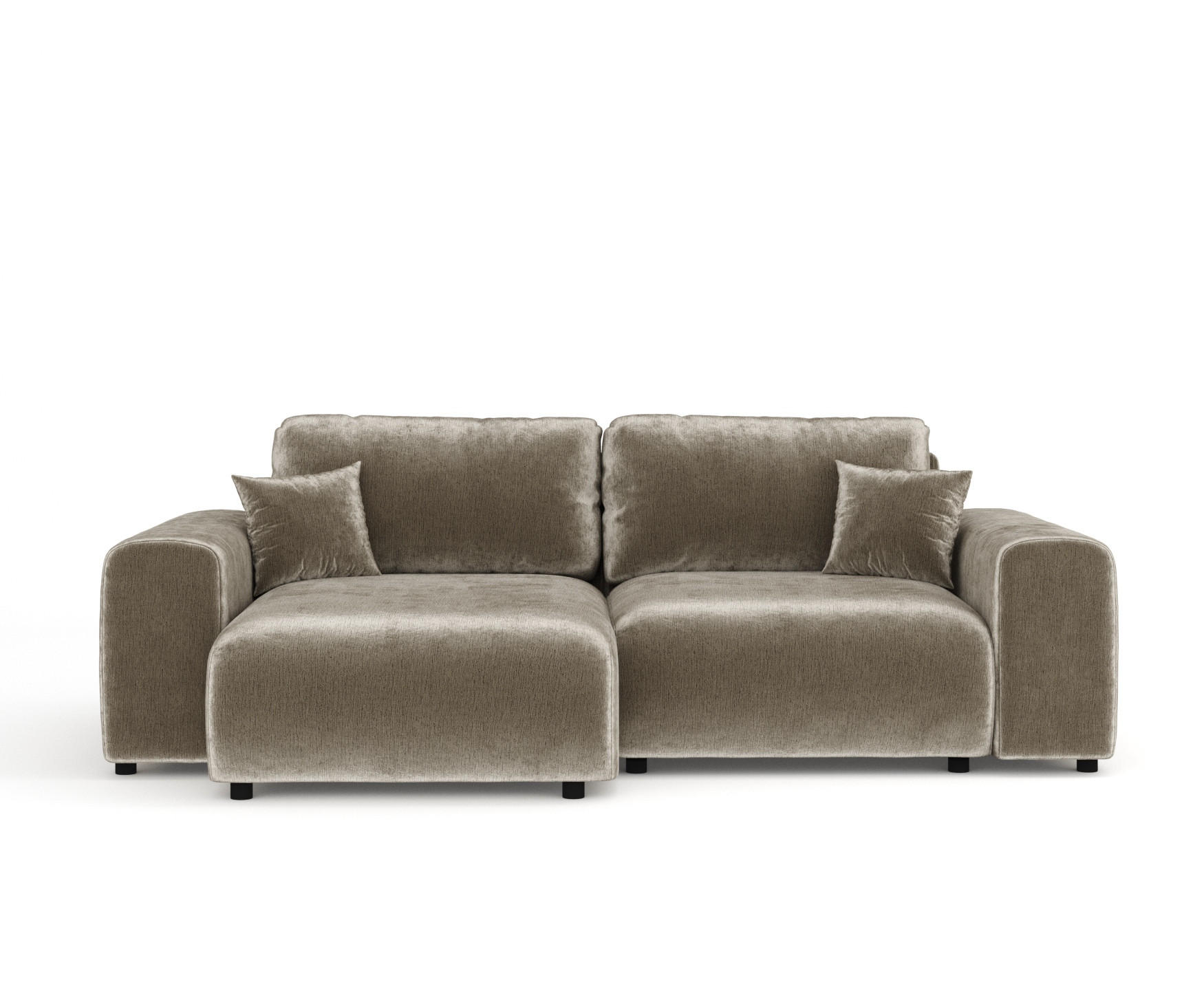 ECKSOFA Zanzibar Beige Chenille - Beige/Schwarz, Holz/Holzwerkstoff (237/144cm) - Maison de Reve
