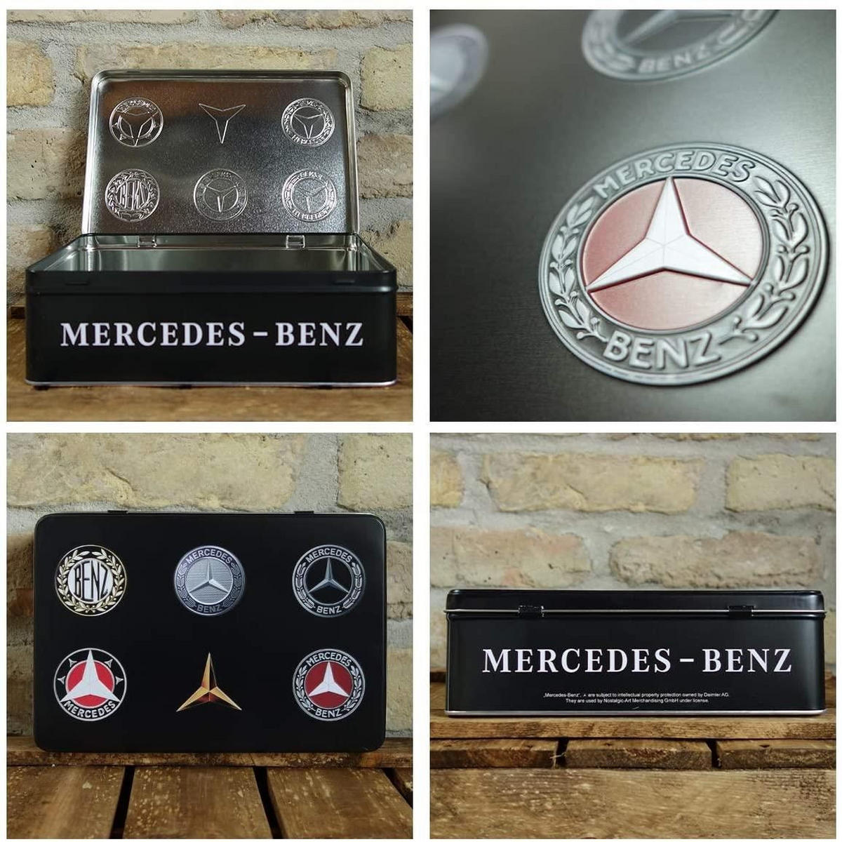 VORRATSDOSE flach Mercedes-Benz Logo Evolution - Multicolor, Metall (23/7/16cm) - Nostalgic-Art