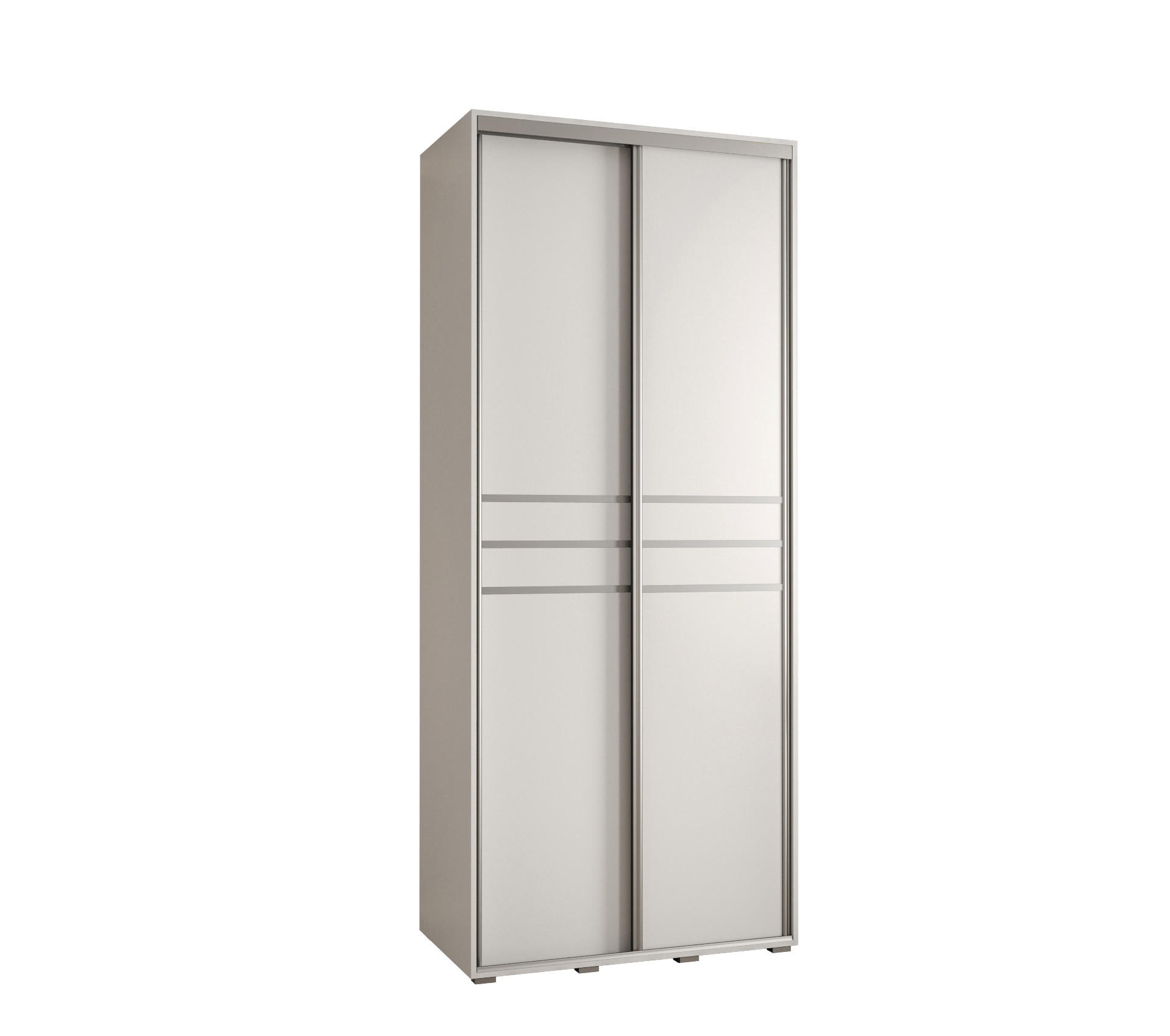 Abiks Möbel Schwebetürenschrank Weiß, Weiß, Silber 110x235x60 cm