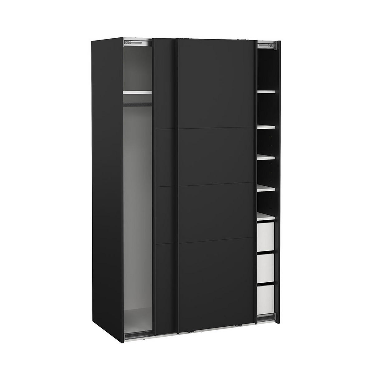 SCHIEBETÜRENSCHRANK, Catania, Schwarz, Holzwerkstoff, 119 x 67 x 201 cm - Schwarz, Holzwerkstoff (119/201/67cm) - ebuy24