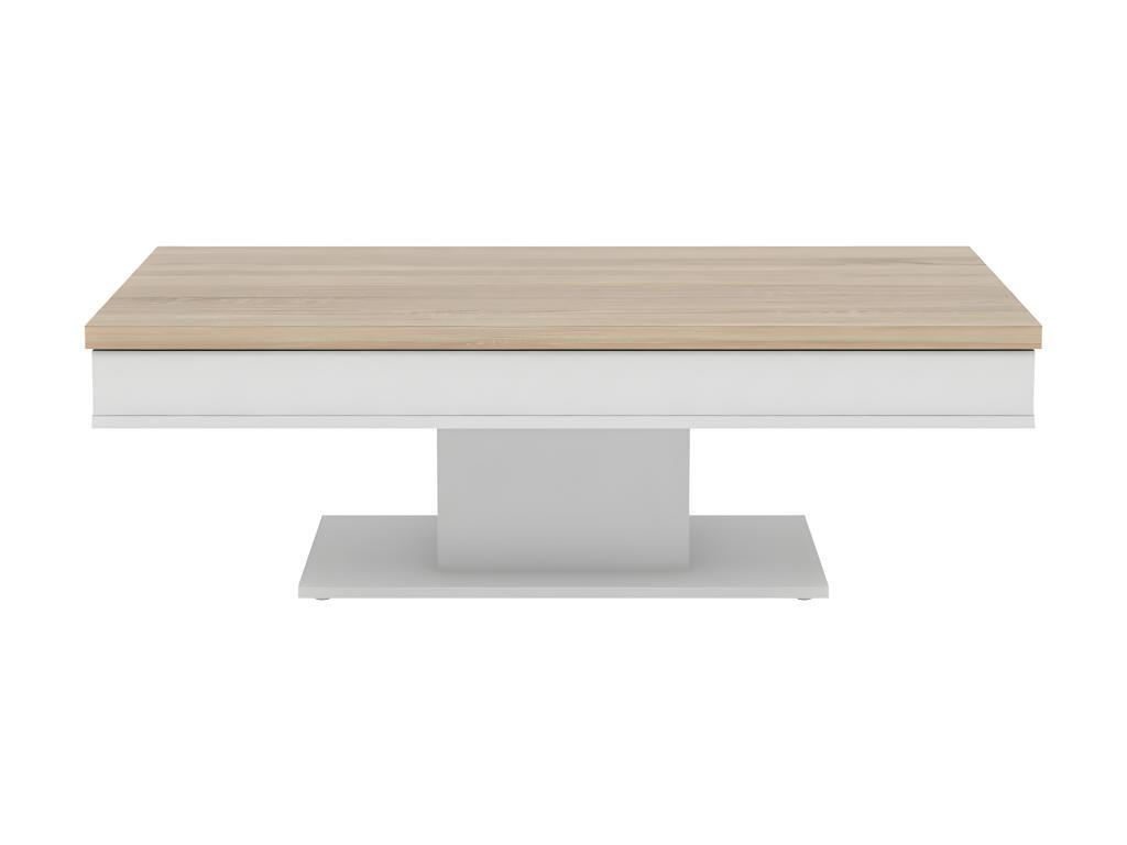 COUCHTISCH mit Stauraum - Eichenholz-Optik - Weiß - ASTULIA - Naturfarben, Holz (146/59/40.2cm) - Vente-Unique