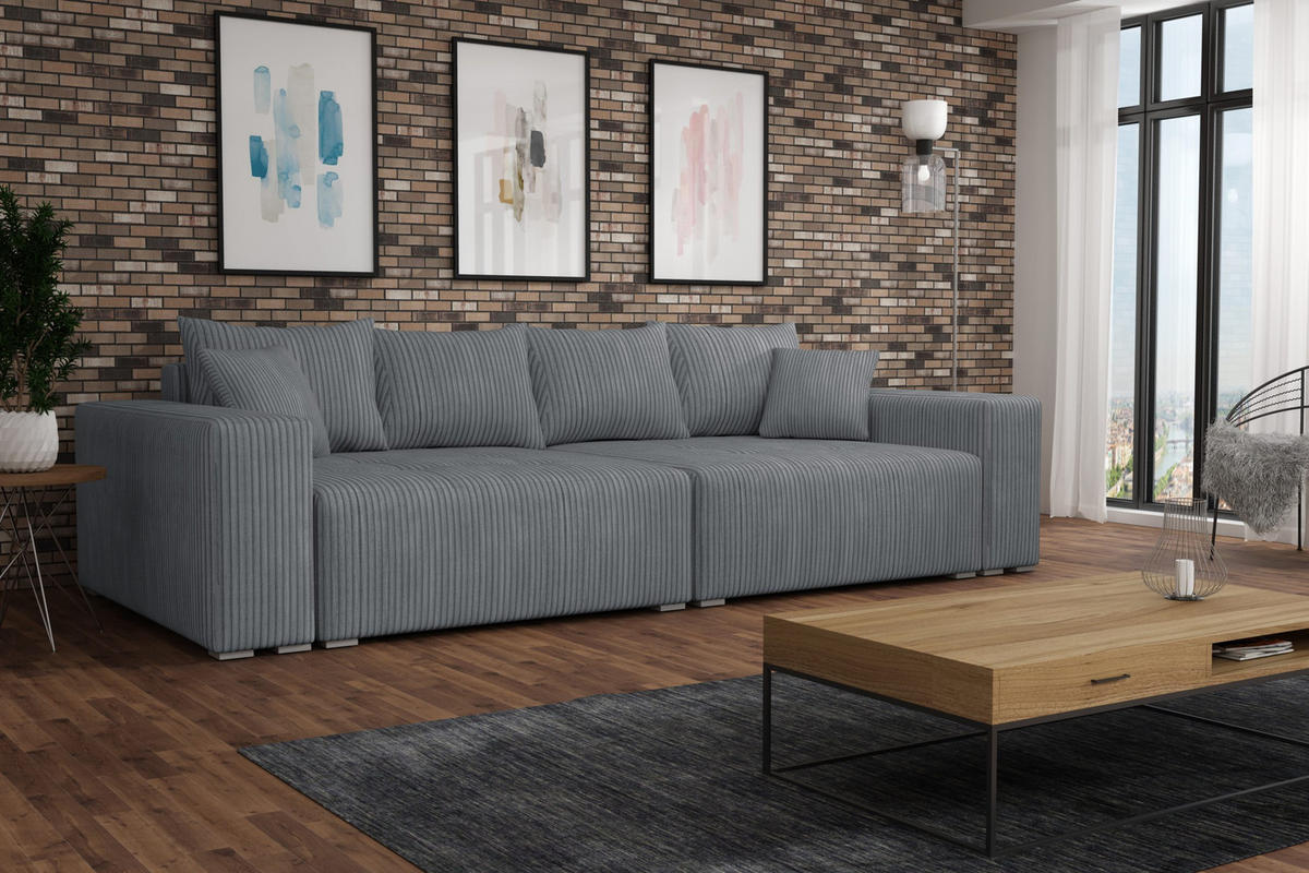 SCHLAFSOFA Couch Elstra Grau - Grau, Textil (300/97/140cm) - Fedve