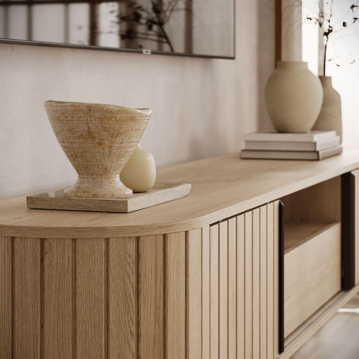 TV-SCHRANK WILLOW mit Schiebefronten - Eichefarben, Holzwerkstoff (196/51/40cm) - Lookway