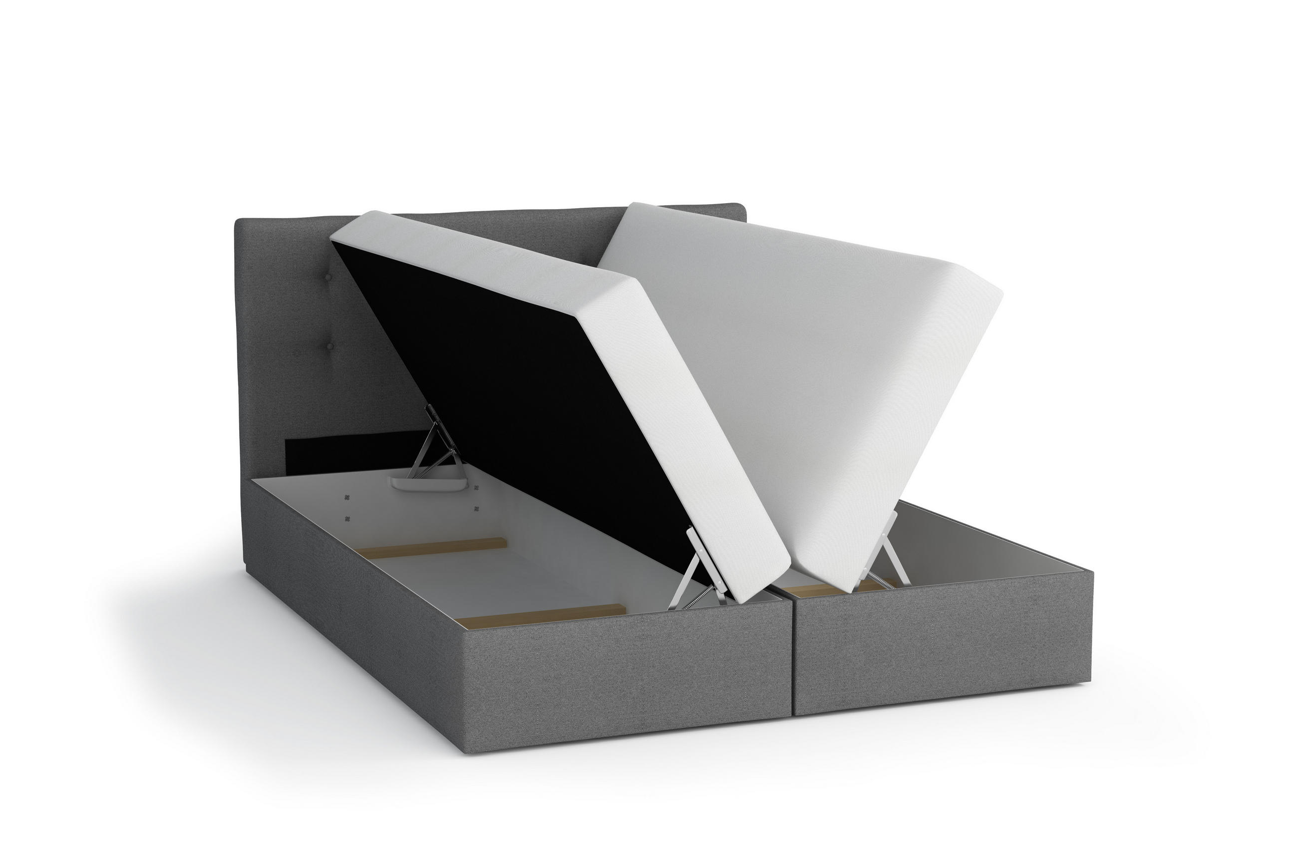 BOXBETT FLO mit Matratze H3, Bonell und Topper 140x200 Itaka 33 - Orange, Holz/Textil (140/200cm) - Bedante