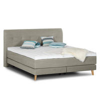 BOXSPRINGBETT - Webstoff - Beige, Naturmaterialien (200/200cm) - home24