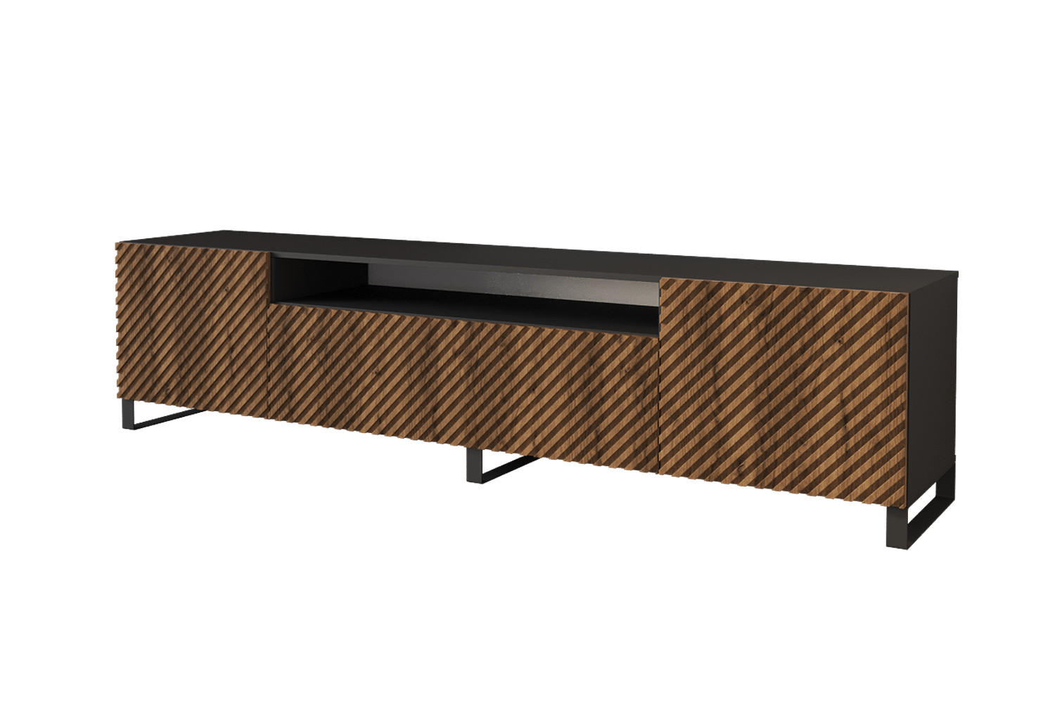 LOWBOARD ZENO-S 200x53x41 cm -Schwarz / Katania - Eiche Wotan/Schwarz, Holzwerkstoff (200/53/41cm) - ALTDECOR