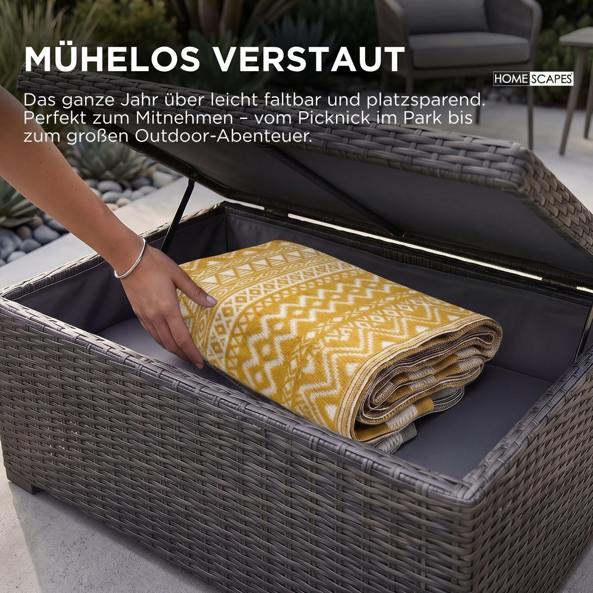 OUTDOORTEPPICH Anna mit Ethno-Muster 150/240 cm - Gelb, Kunststoff (150/240cm) - Homescapes