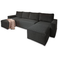 ROHOVÁ SEDAČKA ASPRA černá - šedá/černá, dřevo/textil (295/140cm) - MASSENO