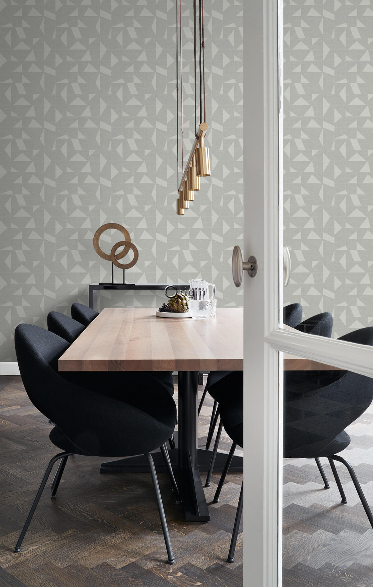 TAPETE grafisches Muster in Gewebeoptik 53 cm x 10.05 m - Grau, Papier (53/1000cm) - Origin Wallcoverings