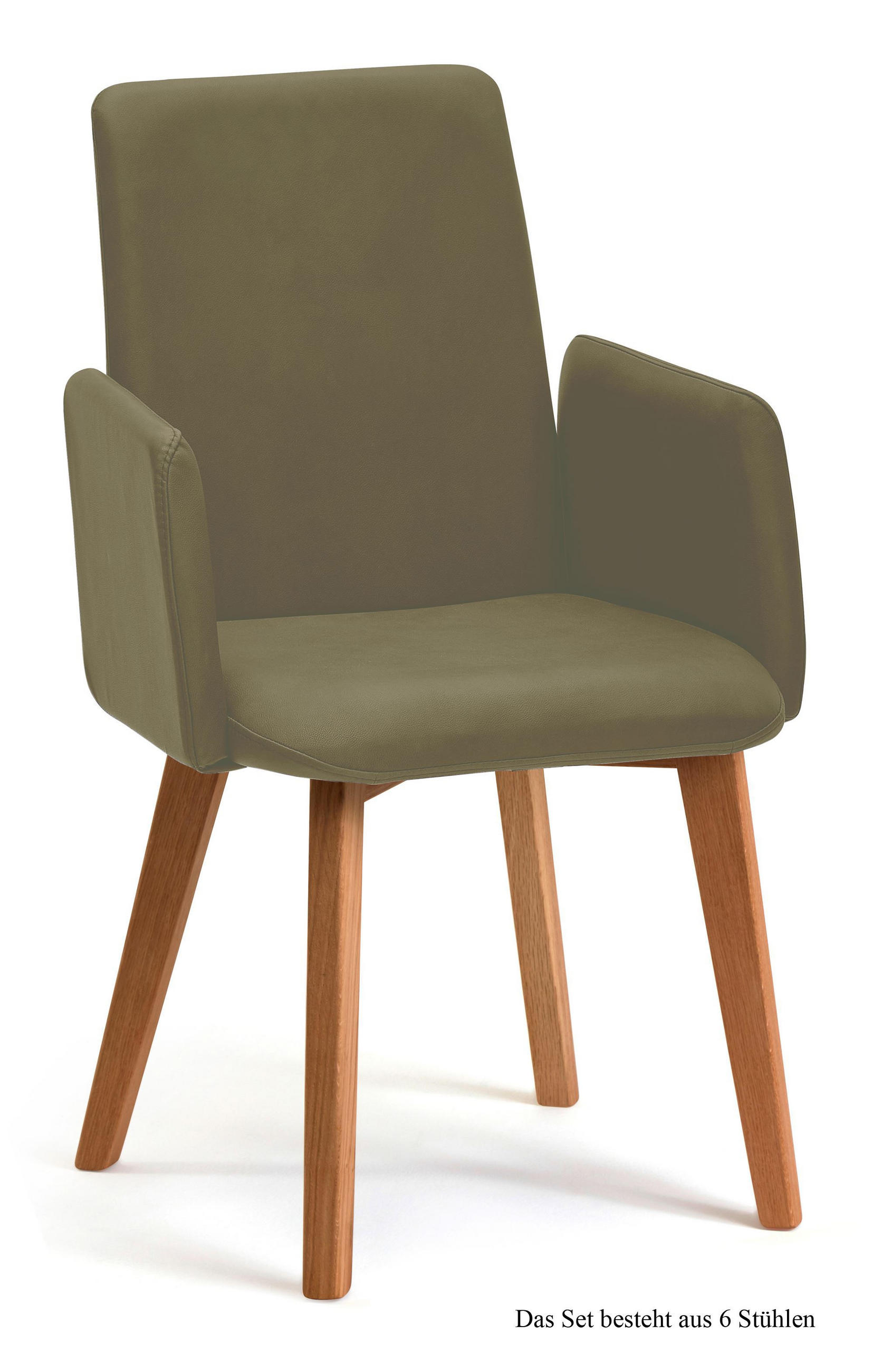 ARMLEHNSTUHL (6er-Set) Darcie 52x92x60 Eiche geölt/Olivgrün - Eichefarben/Olivgrün, Kunststoff (60/92/52cm) - 58aufmkessel